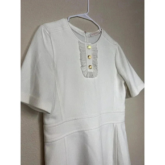 Tory Burch Crepe Ruffle Placket Dress in New Ivory Womens Size 10 NWT Formal - Picture 7 of 15